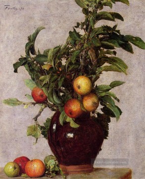 Vase mit Äpfeln und Laub Henri Fantin Latour Ölgemälde